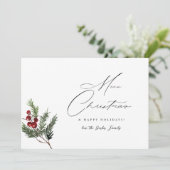 ホリーベリーシンプルズエレガントメリークリスマスカード 招待状 (スタンド正面)