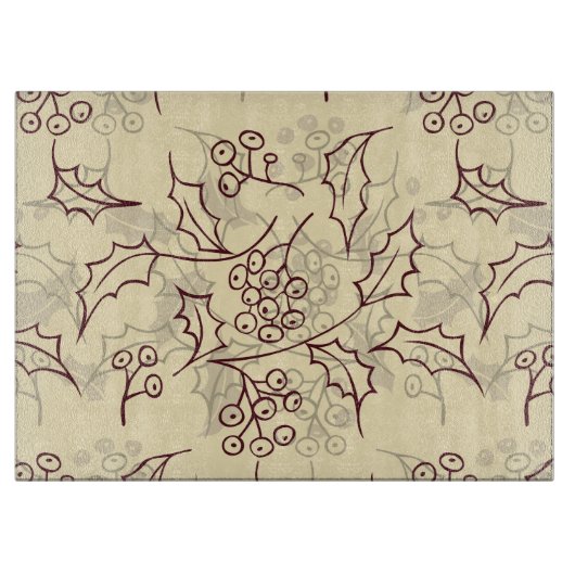 ホリーベリーシームレスデザイン カッティングボード (正面)