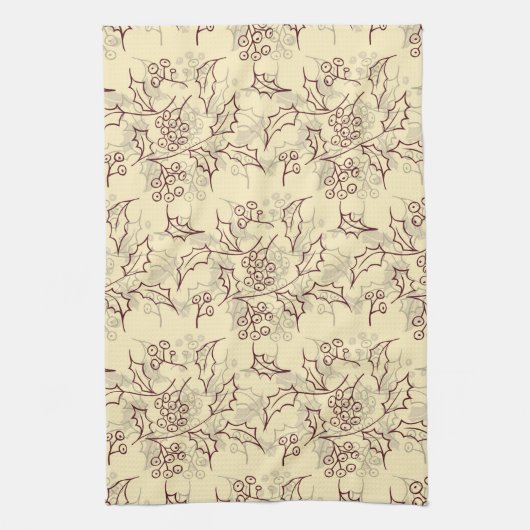 ホリーベリーシームレスデザイン キッチンタオル (縦)