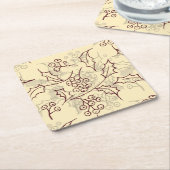 ホリーベリーシームレスデザイン スクエアペーパーコースター (アングル)