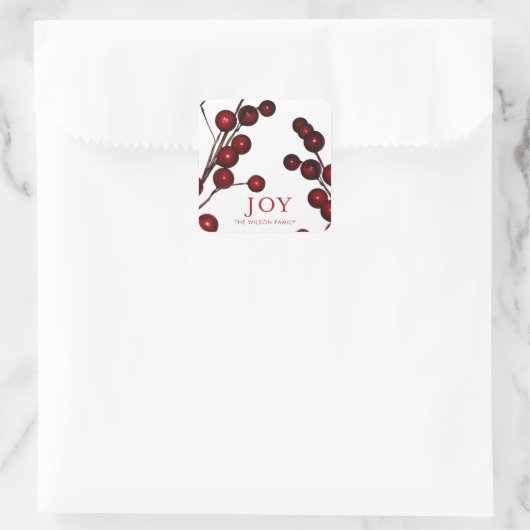 ホリーベリージョイクリスマスホリデー スクエアシール (バッグ)