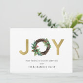 ホリーベリージョイ金ゴールドリースクリスマス シーズンカード (スタンド正面)