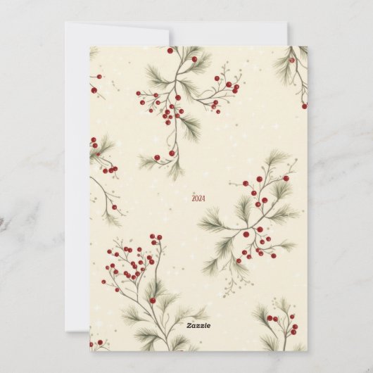 ホリーベリーズクリーム ミニマリスト フラットホリデーカード シーズンカード (裏面)