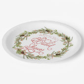 ホリーベリーズパインリースホリデイブライダルシャワー ペーパープレート (アングル)
