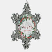 ホリーベリーズリースマーブルMr.クリスマス夫人 スノーフレークピューターオーナメント (左)