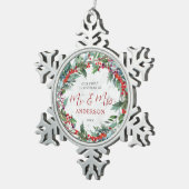 ホリーベリーズリースマーブルMr.クリスマス夫人 スノーフレークピューターオーナメント (右)