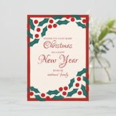 ホリーベリーツアイビー葉縁どクリスマスパーティー シーズンカード (スタンド正面)