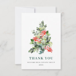 ホリーベリーツリークリスマスグリーティングホリデー サンキューカード