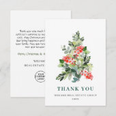 ホリーベリーツリークリスマスグリーティングホリデー サンキューカード (正面/裏面)