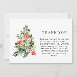 ホリーベリーツリークリスマスグリーティングホリデー サンキューカード