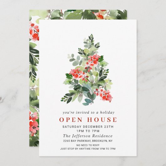 ホリーベリーツリークリスマスホリデーオープンハウス 招待状 (正面/裏面)