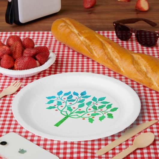 ホリーベリーツリーデザイン ペーパープレート (ピクニック)