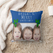 ホリーベリーツリープラントブルーブライトフォトクリスマス クッション (ブランケット)