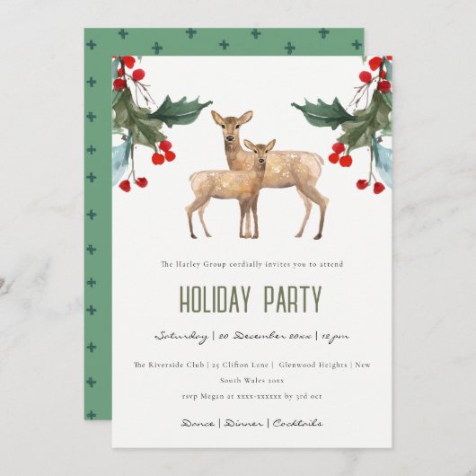 ホリーベリーディアホリデ企業のィーパーティー招待状 シーズンカード (正面/裏面)