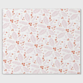 ホリーベリーハンドドローイラストレーションパターンピンク ラッピングペーパー (フラット)