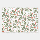 ホリーベリーハンドドロー数々のドカラー赤と緑 ラッピングペーパーシート (正面)