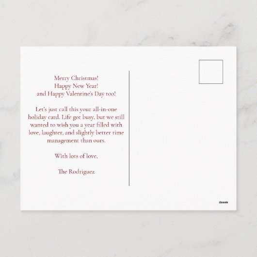 ホリーベリーハートフェスティバル写真バレンタインデー シーズンポストカード (裏面)