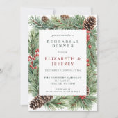 ホリーベリーパインコーンクリスマスリハーサルディナー 招待状 (正面)
