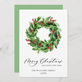 ホリーベリーパインコーンクリスマスリース シーズンカード