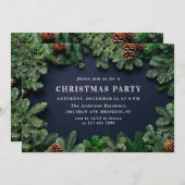 ホリーベリーパインコーンブランチクリスマスパーティー 招待状 (正面/裏面)