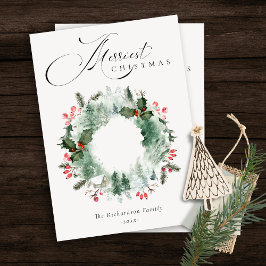 ホリーベリーパインツリースノークリスマスリース シーズンカード