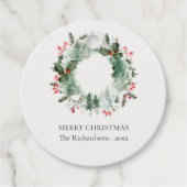 ホリーベリーパインツリースノークリスマスリース フェイバータグ (正面)