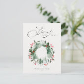 ホリーベリーパインツリーレッドクリスマスリース ポストカード (スタンド正面)