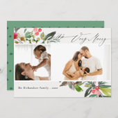 ホリーベリーパインバーリークリスマス2枚写真 シーズンカード (正面/裏面)