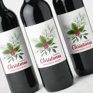 ホリーベリーパインメリークリスマス ワインラベル