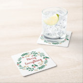 ホリーベリーパインリースメリーオールホリデイS スクエアペーパーコースター (インサイチュ)