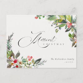 ホリーベリーパインレッドグリーンクリメリース ポストカード