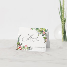 ホリーベリーパインレッドグリーンメリークリスマス シーズンカード