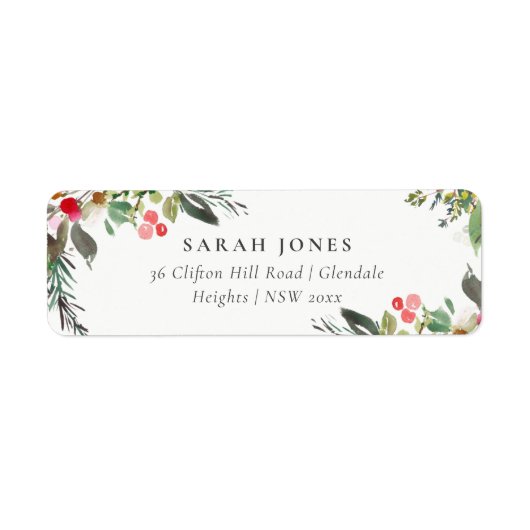 ホリーベリーパイン非常に陽気なクリスマスアドレス ラベル (正面)