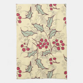 ホリーベリーパターンデザイン キッチンタオル (縦)