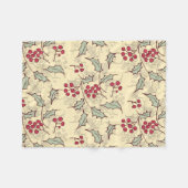 ホリーベリーパターンデザイン フリースブランケット (正面(横))