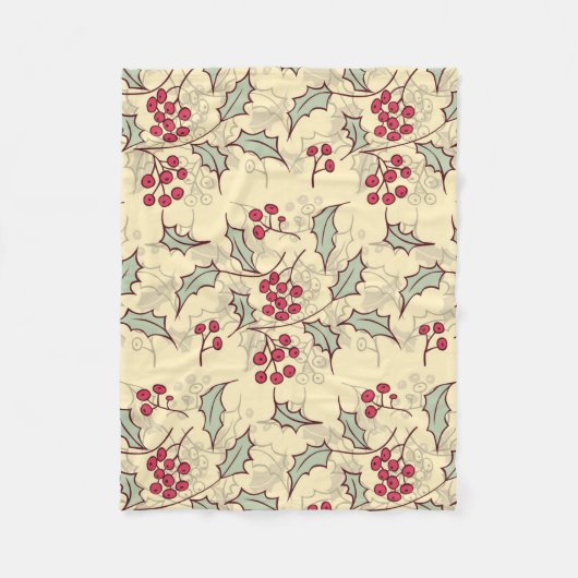 ホリーベリーパターンデザイン フリースブランケット (正面)