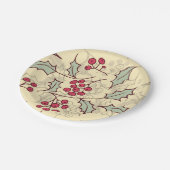 ホリーベリーパターンデザイン ペーパープレート (アングル)