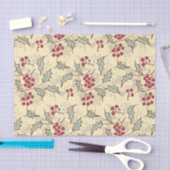 ホリーベリーパターンデザイン 薄葉紙 (クラフト)