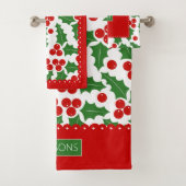 ホリーベリーパターン、うろこ縁ど型のクラス バスタオルセット (インサイチュ)