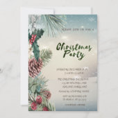 ホリーベリーピネコーンスノーカンパニークリスマスパーティー 招待状 (正面)