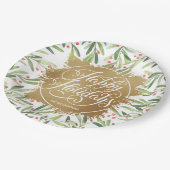 ホリーベリーフェイクズ金ゴールドホイルホリデー紙プレート ペーパープレート (アングル)