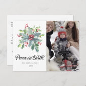 ホリーベリーフォトクリスマスホリデーポストカード ポストカード (正面/裏面)