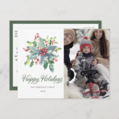 ホリーベリーフォトクリスマスホリデー ポストカード (正面/裏面)