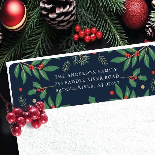 ホリーベリーフラワー差出人住所ラベル ラベル