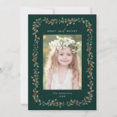 ホリーベリーフレームメリーと明るいフォトグリーン シーズンカード (正面)