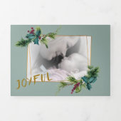 ホリーベリーフレーム4フォトトリフォールドクリスマスカード 三つ折りクリスマスカード (カバー)