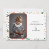 ホリーベリーブランチモダンメリークリスマスフォト シーズンカード (裏面)