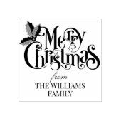 ホリーベリーブランチモダンメリークリスマス ラバースタンプ (インプリント)