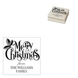 ホリーベリーブランチモダンメリークリスマス ラバースタンプ