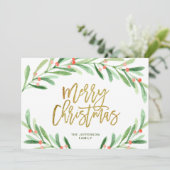 ホリーベリーブランチ水の色クリスマスグリーティング シーズンカード (スタンド正面)